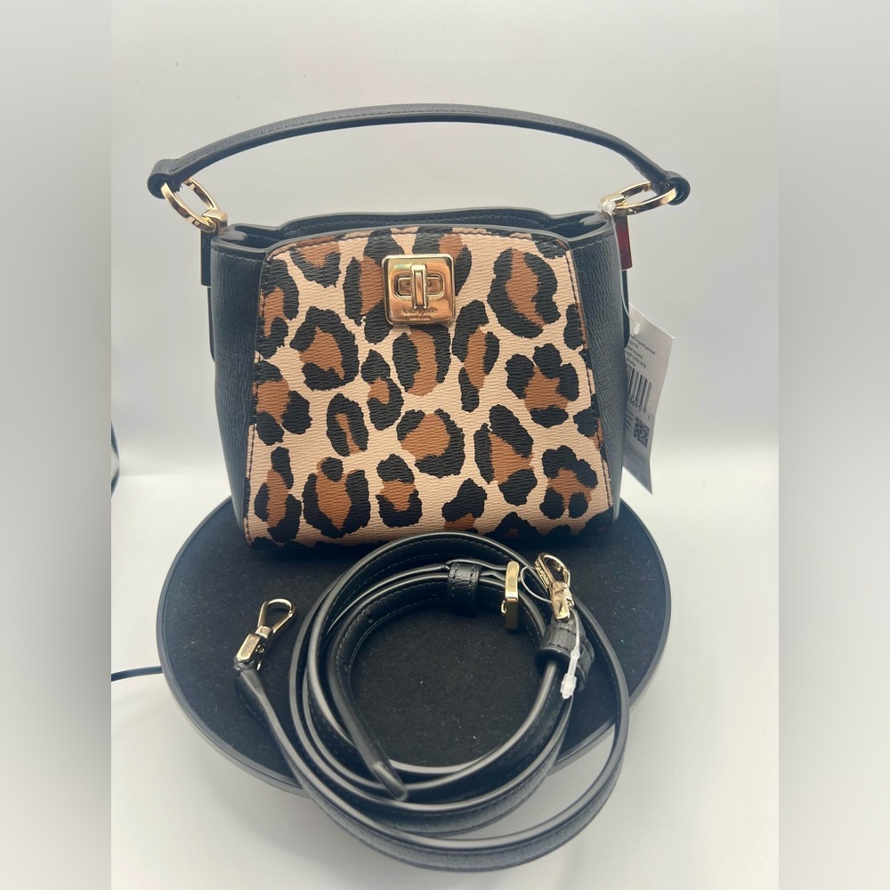 Kate Spade Phoebe Mini Top Handle Crossbody bag in a spotted leopard print NWT